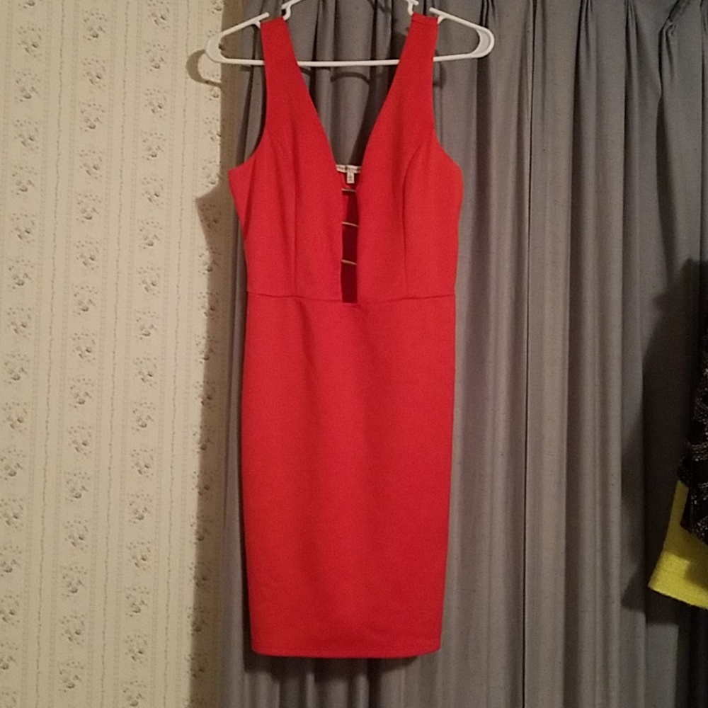 Sexy red low cut party dress.